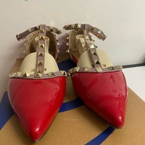 Womens Empress Red Stud Rock Flats.